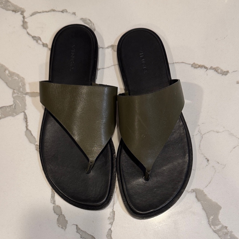Vince Olive Leather Sandals